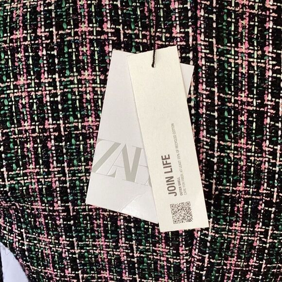 NWT Zara Tweed Textured Blazer Dress Women’s Large Lined Metallic Crystal Closur - Picture 8 of 9